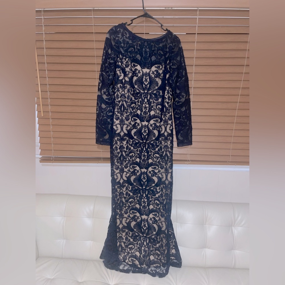 Tadashi Shoji Navy Blue Kennedy Floral Lace Dress